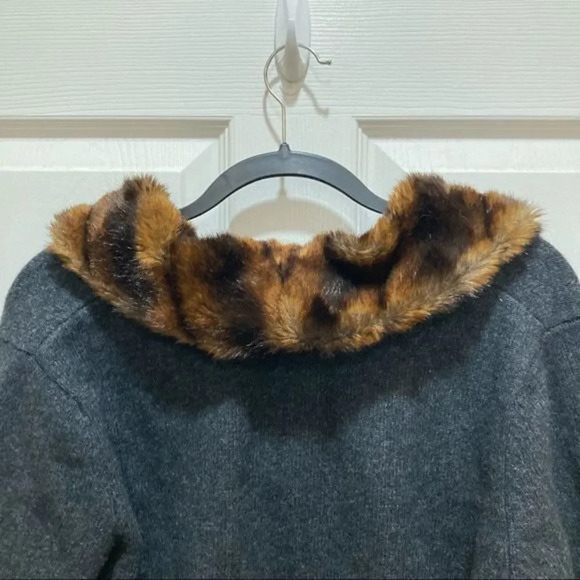 LAUREN RALPH LAUREN Merino Wool Angora Rabbit Fur Cashmere Jacket Size Large - Picture 4 of 6
